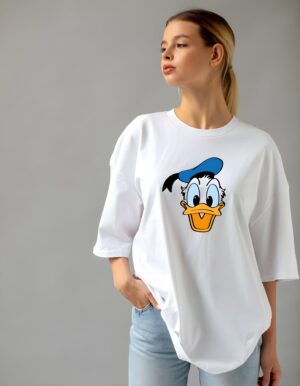 Womens Daffy Duck Regular Fit Cotton T Shirt Round Neck Casual Tee