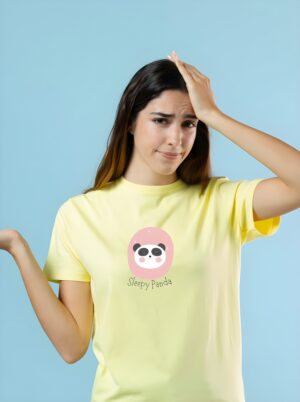 Sleepy Panda Round Neck Pure Cotton Regular Fit T-Shirt for Women - Image 5