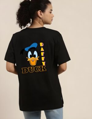 Oh Duck! Women’s Daffy Duck Round Neck Pure Cotton Regular Fit T-Shirt - Image 2