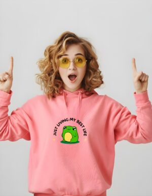 Living My Best Life Regular Fit Pure Cotton Unisex Hoodie for Women - Image 3