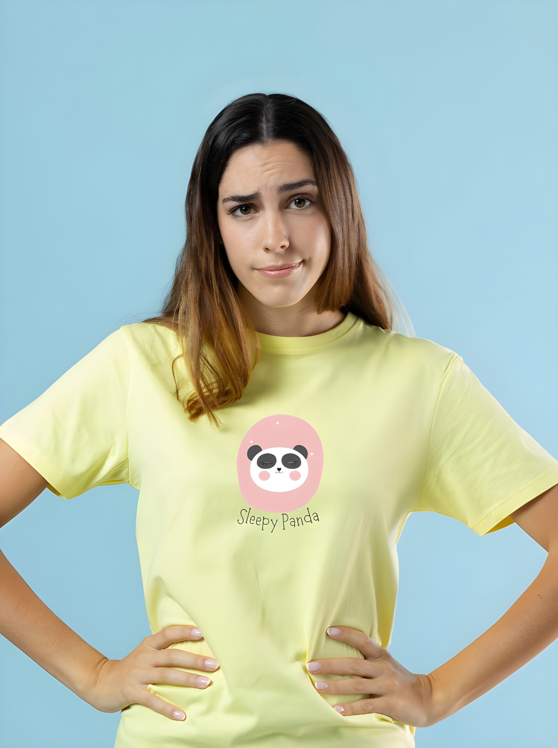 Sleepy Panda Round Neck Pure Cotton Regular Fit T-Shirt for Women