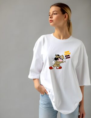 Chin Tapak Dum Dum Mickey Mouse Round Neck Pure Cotton Regular Fit T-Shirt for Women