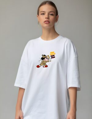 Chin Tapak Dum Dum Mickey Mouse Round Neck Pure Cotton Regular Fit T-Shirt for Women - Image 5