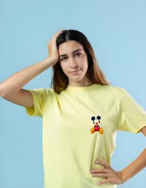 Cute Mickey Round Neck Pure Cotton Regular Fit T-Shirt for Women - Image 3