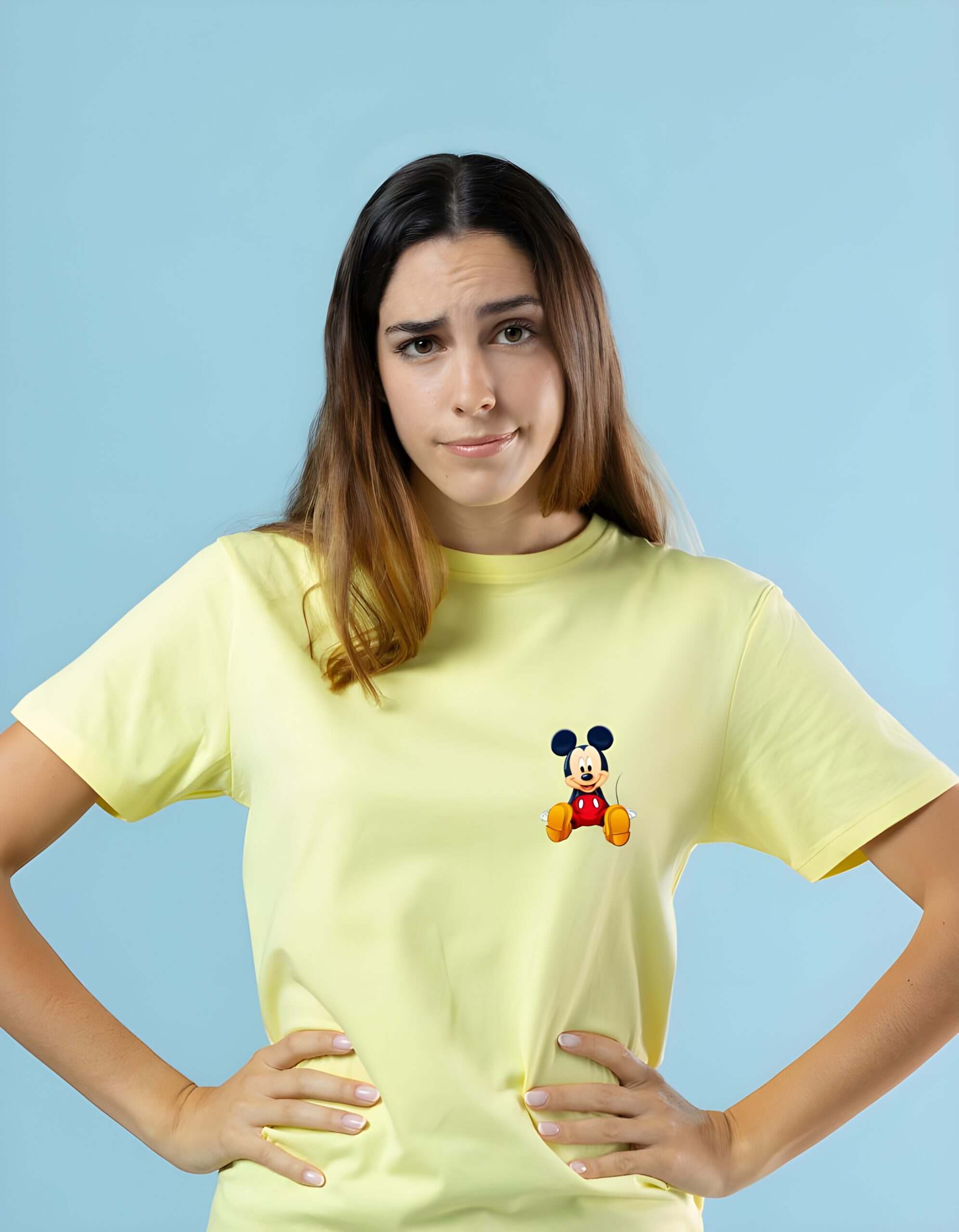 Cute Mickey Round Neck Pure Cotton Regular Fit T-Shirt for Women