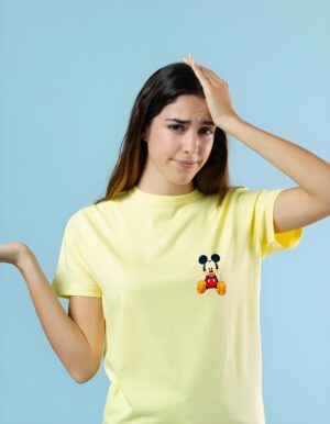 Cute Mickey Round Neck Pure Cotton Regular Fit T-Shirt for Women - Image 5