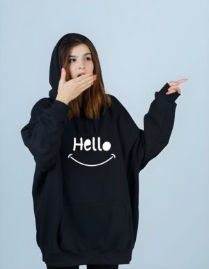 Hello Smile Regular Fit Pure Cotton Unisex Hoodie for Women - Image 2