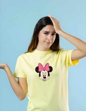 Mini Mouse Round Neck Pure Cotton Regular Fit T-Shirt for Women - Image 3