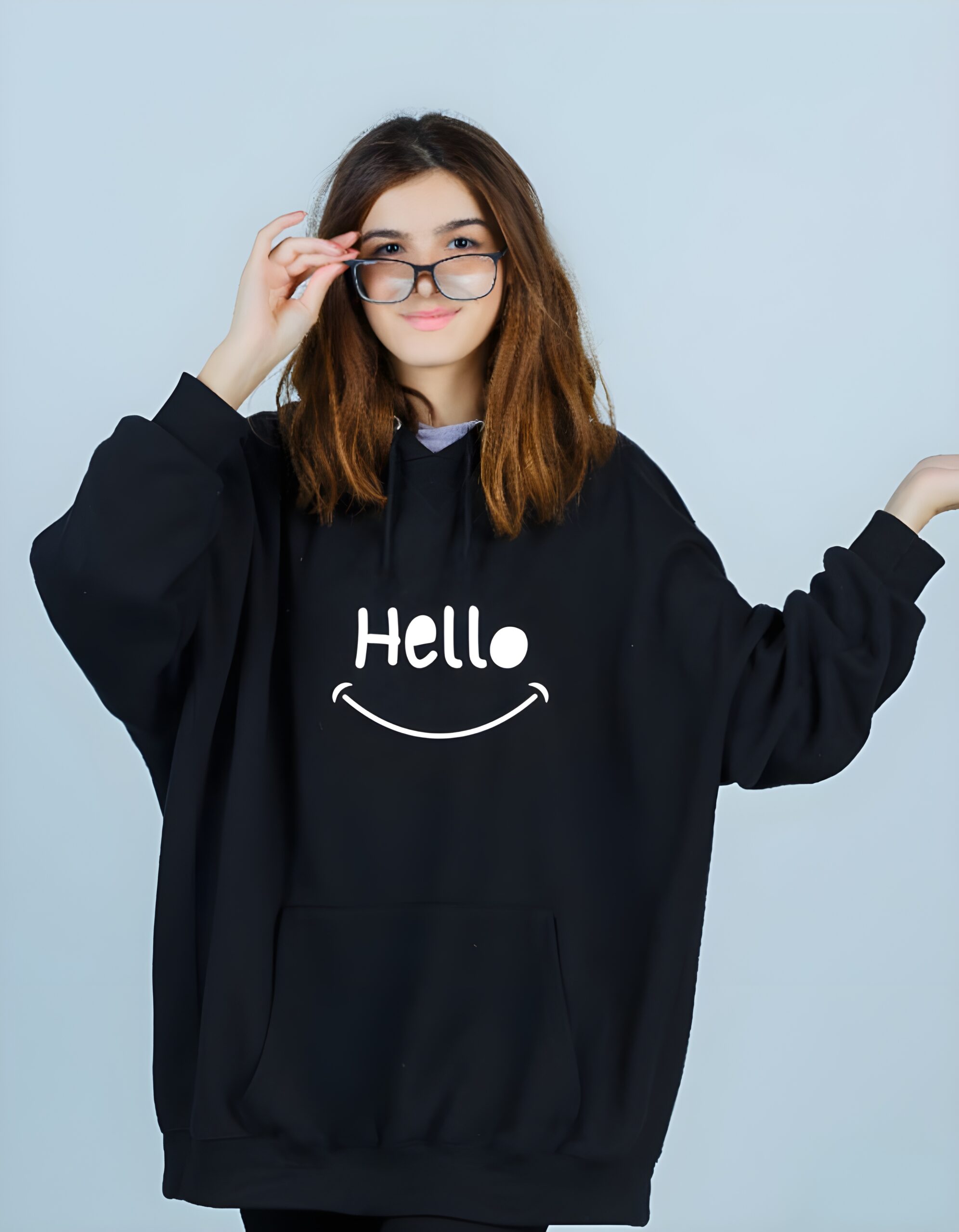 Hello Smile Regular Fit Pure Cotton Unisex Hoodie for Women