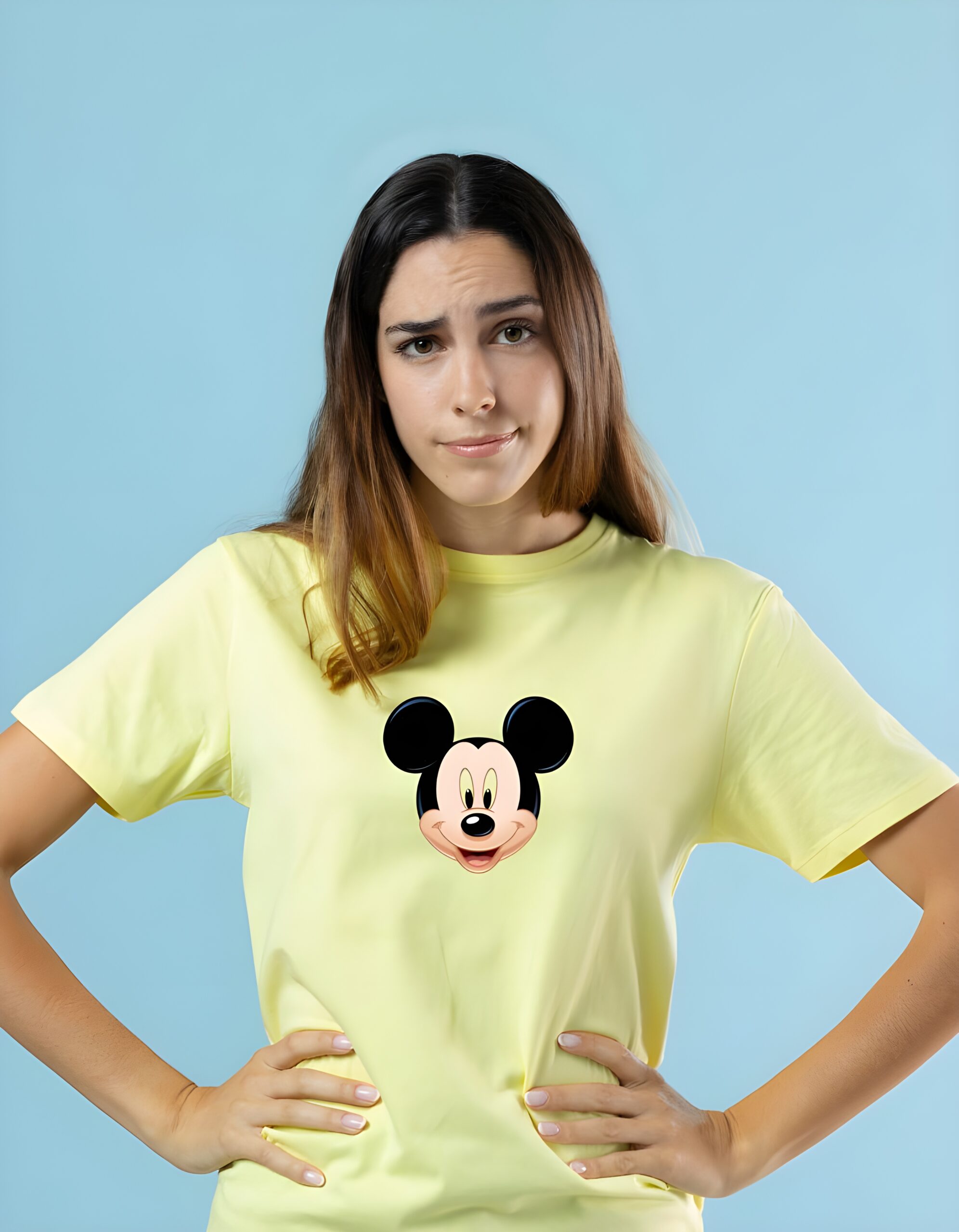 Happy Mickey Mouse Round Neck Pure Cotton Regular Fit T-Shirt for Women