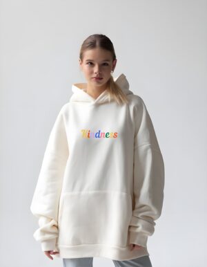 Kindness Regular Fit Pure Cotton Unisex Hoodie for Women - Image 2