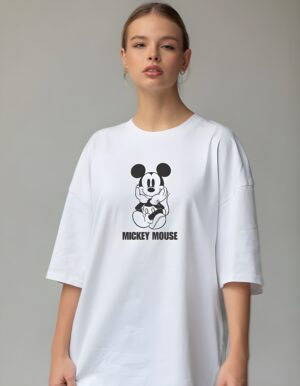 Mickey Mouse Round Neck Pure Cotton Regular Fit T-Shirt for Women - Image 5