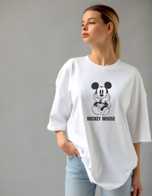 Mickey Mouse Round Neck Pure Cotton Regular Fit T-Shirt for Women