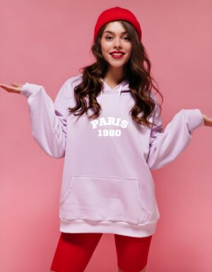 Paris 1980 Regular Fit Pure Cotton Unisex Hoodie for Women - Image 3