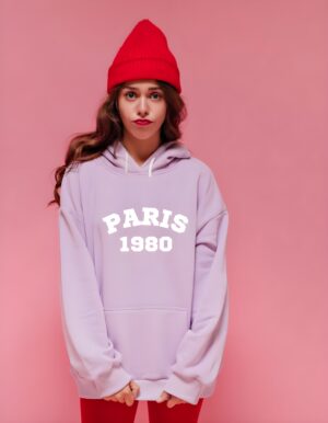 Paris 1980 Regular Fit Pure Cotton Unisex Hoodie for Women - Image 6