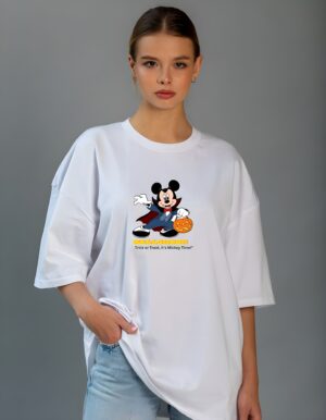 Mickey Halloween Round Neck Pure Cotton Regular Fit T-Shirt for Women - Image 3