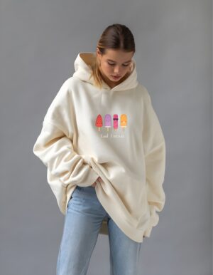 Ice Cream Regular Fit Pure Cotton Unisex Hoodie for Women - Image 2