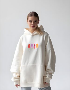 Ice Cream Regular Fit Pure Cotton Unisex Hoodie for Women - Image 3