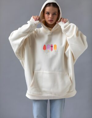 Ice Cream Regular Fit Pure Cotton Unisex Hoodie for Women - Image 6