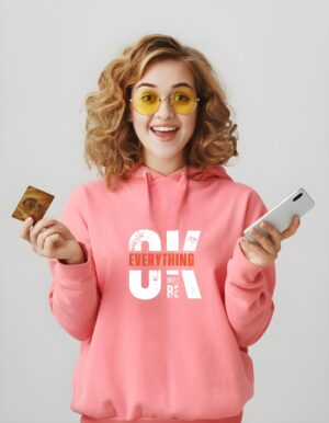 OK Everything Regular Fit Pure Cotton Unisex Hoodie for Women