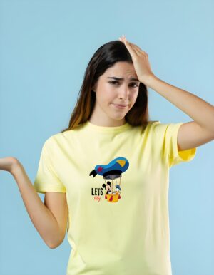 Let’s Fly Mickey Mouse Round Neck Pure Cotton Regular Fit T-Shirt for Women - Image 5