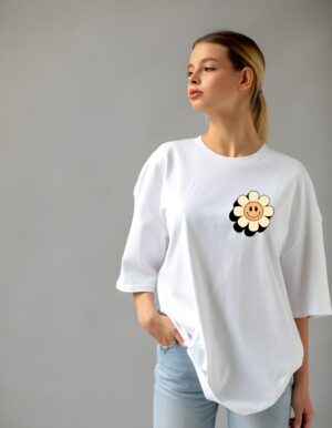 Sunflower Graphic Round Neck Pure Cotton Regular Fit T-Shirt for Women