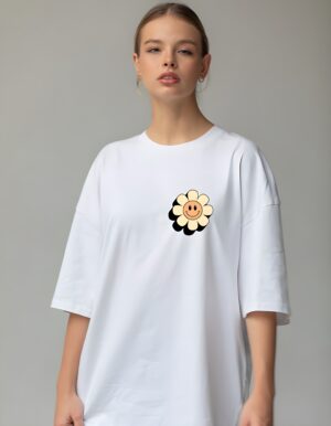 Sunflower Graphic Round Neck Pure Cotton Regular Fit T-Shirt for Women - Image 5