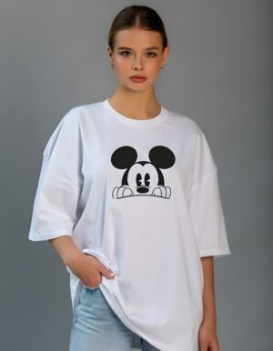 Focused Mickey Mouse Round Neck Pure Cotton Regular Fit T-Shirt for Women - Image 3