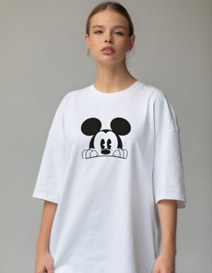 Focused Mickey Mouse Round Neck Pure Cotton Regular Fit T-Shirt for Women - Image 5