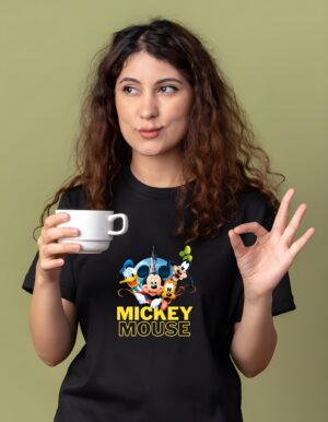 Mickey Mouse & Friends Round Neck Pure Cotton Regular Fit T-Shirt for Women - Image 5