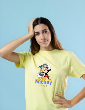 Mickey Selfie Click Round Neck Pure Cotton Regular Fit T-Shirt for Women - Image 5