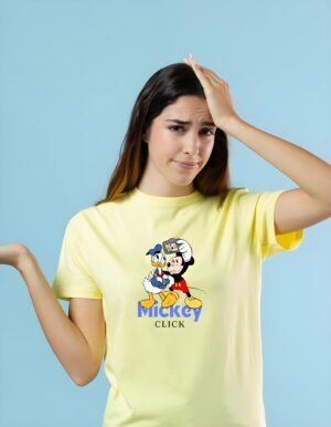 Mickey Selfie Click Round Neck Pure Cotton Regular Fit T-Shirt for Women - Image 3