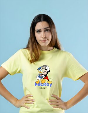 Mickey Selfie Click Round Neck Pure Cotton Regular Fit T-Shirt for Women