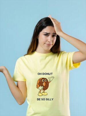 Oh Donut Graphic Round Neck Pure Cotton Regular Fit T-Shirt for Women - Image 5