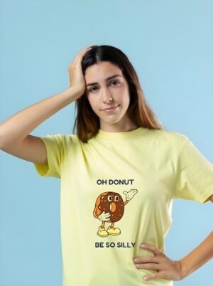 Oh Donut Graphic Round Neck Pure Cotton Regular Fit T-Shirt for Women - Image 3