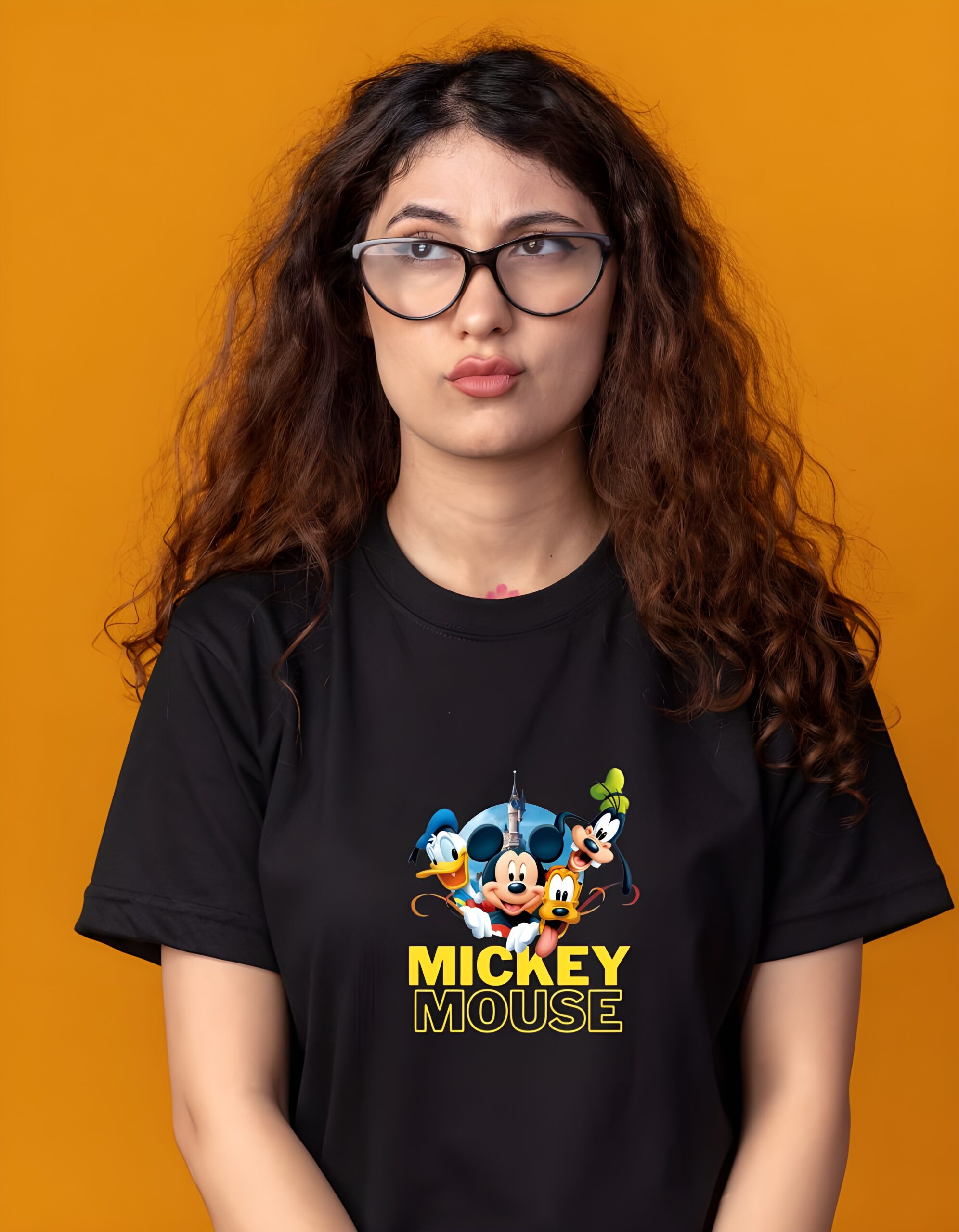 Mickey Mouse & Friends Round Neck Pure Cotton Regular Fit T-Shirt for Women