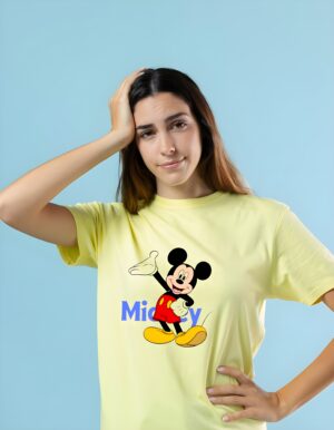 Mickey Smiley Round Neck Pure Cotton Regular Fit T-Shirt for Women - Image 5