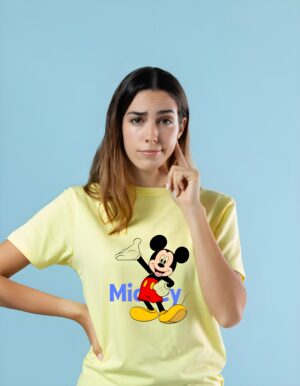 Mickey Smiley Round Neck Pure Cotton Regular Fit T-Shirt for Women - Image 2