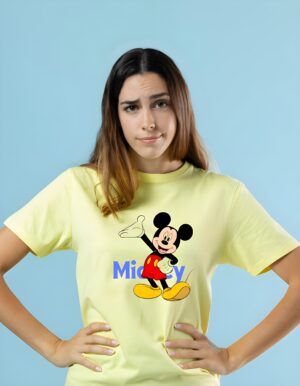 Mickey Smiley Round Neck Pure Cotton Regular Fit T-Shirt for Women