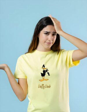 Thinking Daffy Duck Women's Round Neck Pure Cotton Regular Fit T-Shirt